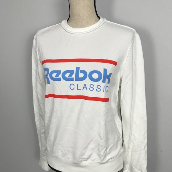 Reebok Classic White Crewneck Pullover Medium - Picture 4 of 7